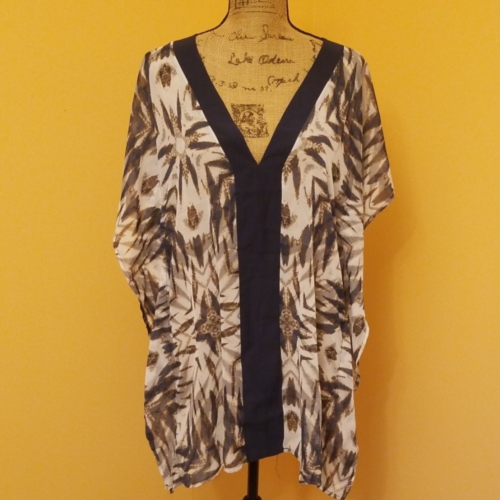 Coastal Blue navy sheer swim cover up J226:6:619